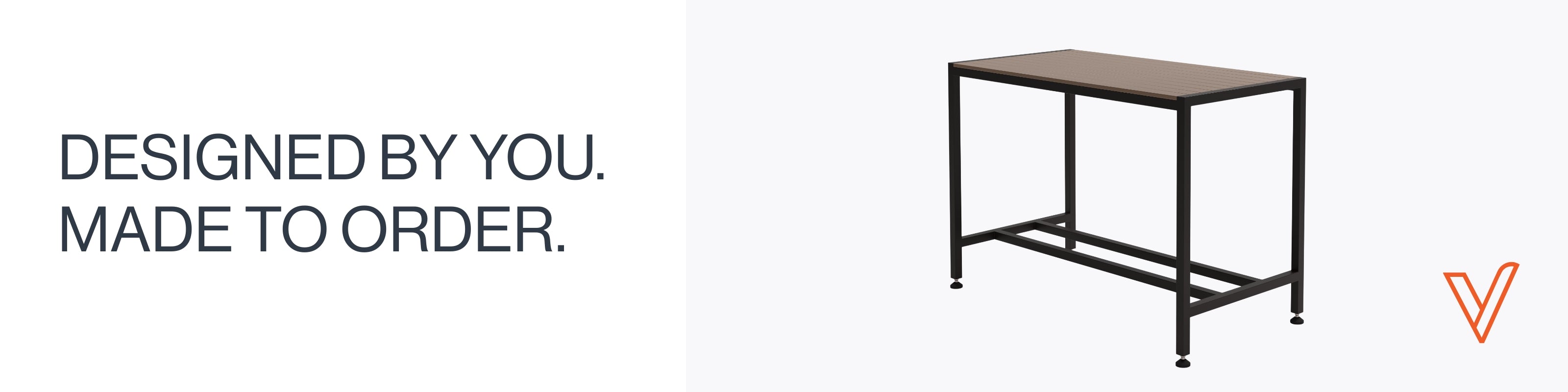 Dulux Black Ripple Gloss frame and ModWood Black Bean tabletop LaTink Outdoor Bar Table with 'Designed by you. Made to order.' text on a white background.