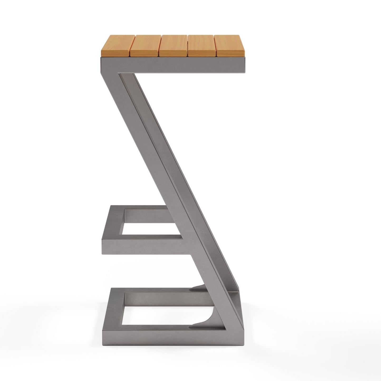 LaTink custom outdoor bar stool with ModWood Sahara seat and stainless steel frame