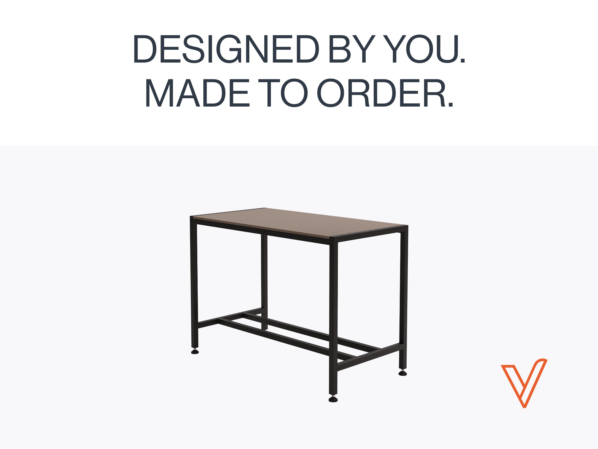 Dulux Black Ripple Gloss frame and ModWood Black Bean tabletop LaTink Outdoor Bar Table with 'Designed by you. Made to order.' text on a white background.