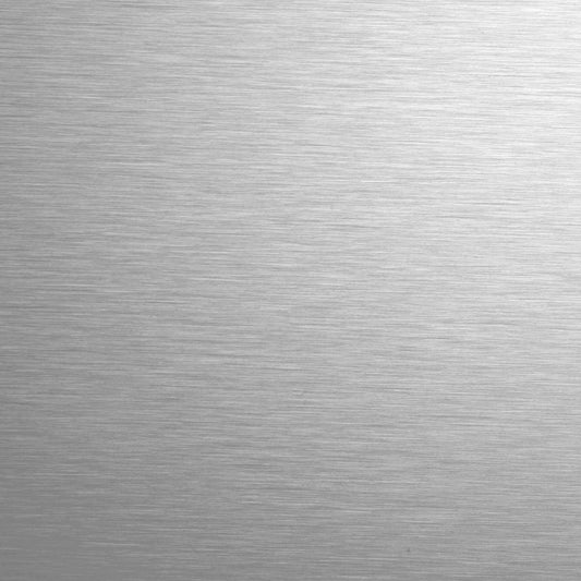 Stainless steel number four brushed finish material sample close up